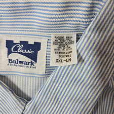 Bulwark Flame Resistant LongSleeve ButtonUp Shirt 2XL Blue  White Stripes NWOT