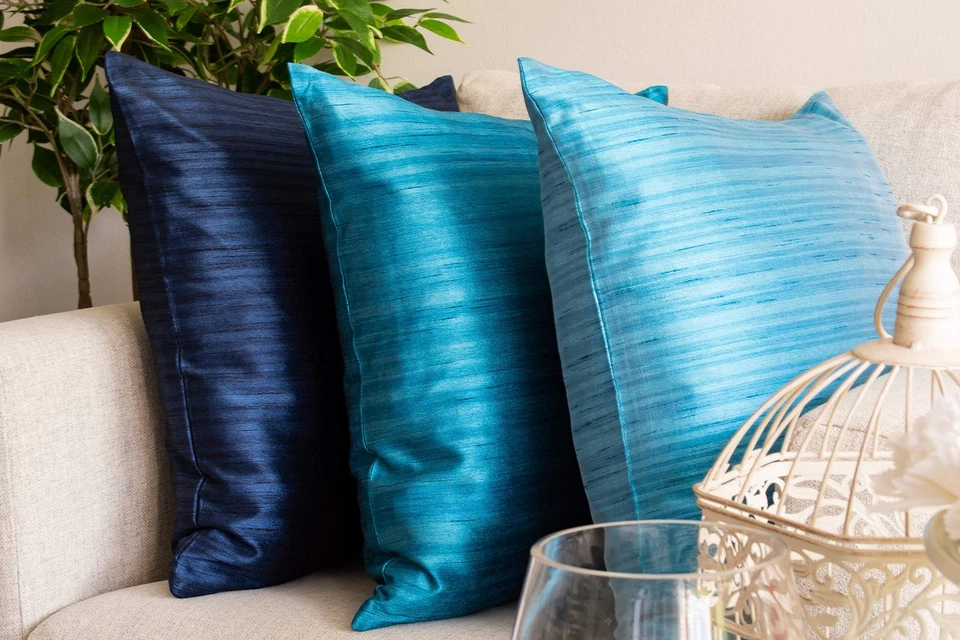 Fundas verde azulado Euro Sham (seda sintética, 26x26 pulgadas, paquete de 2) Foto 4 de 4