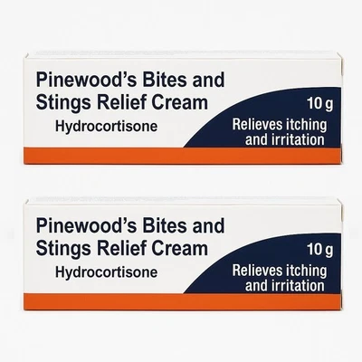 Pinewood Hydrocortison Cream 10g - Bite & Sting Itching Relief 1% w/w Pack of 2