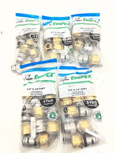 (30 TOTAL) SharkBite 3/4in. Push-to-Connect EVOPEX x FNPT Brass Adapter Fitting