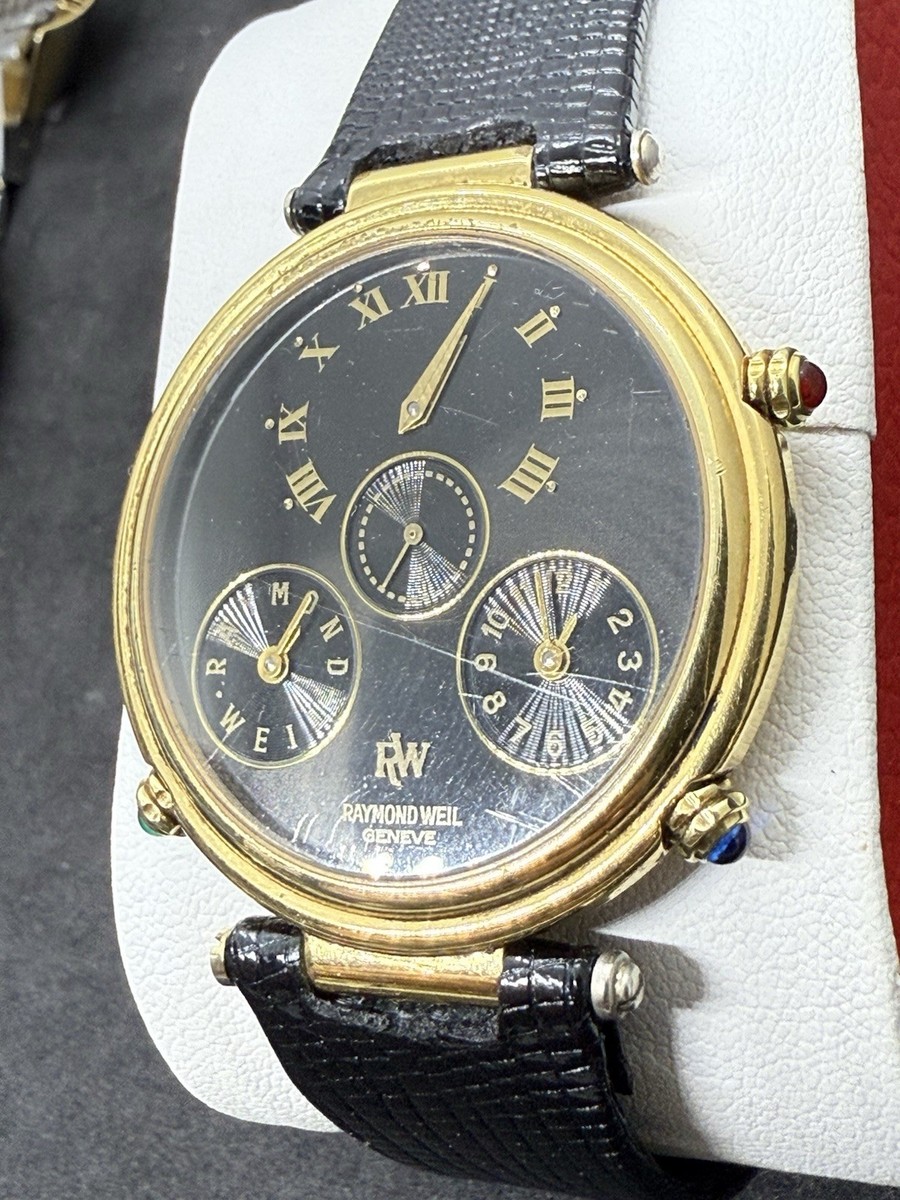 Vintage Raymond Weil 9821 18k Gold Plated - 3 Time Zones Wrist