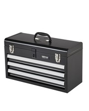 Vevor Tool Box 20.5-inch Portable Metal Tool Box 3 Drawers Tool Organizer Black