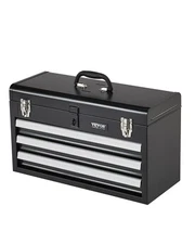 VEVOR Tool Box 20.5-inch Portable Metal Tool Box 3 Drawers Tool Organizer Black