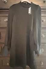 Express Black Women’s Fit and Flair Medium Dress Long Sleeve NWT Button Detail