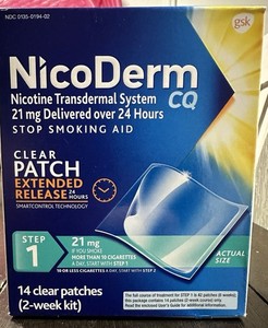 NicoDerm 21mg step 1 14 patches exp 01/28