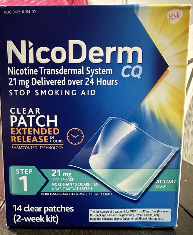 NicoDerm 21mg step 1 14 patches exp 01/28