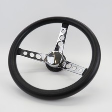 Vintage Black Grip Steering Wheel 3-spoke 13