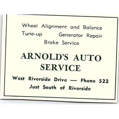 Arnold's Auto Service Wheel Alignment and Balance 1957 Estes Park CO Ad SAG3-S24