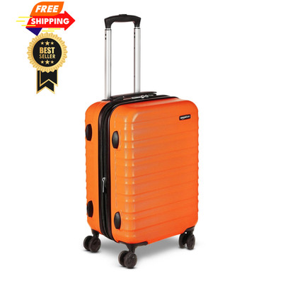 Amazon Basics 21'' Hardside Carry-On Luggage with Spinner Carry-On, Orange