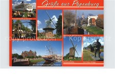 Papenburg Ems Niedersachsen Kreuzfahrtschiff Ems Kanal Bruecke Windmuehle Kirche