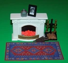Vtg 1989 Playmobil 5310 Fireplace, Rug, Tools, Picture, Jar, Instructions part