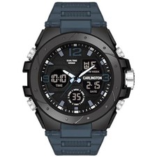 Dual Time Sports Watch   Black Silicone Band, LED Display