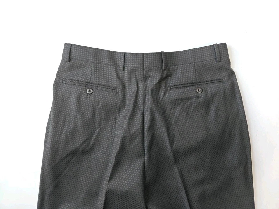 🇮🇹 Pantalones de vestir plisados de lana marrón oscuro Zanella para hombre 34x31 hechos en Italia Foto 3 de 4