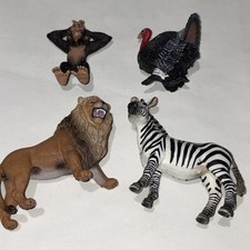 Lot 4 Schleich Animal figures Zebra Lion Chimp Turkey