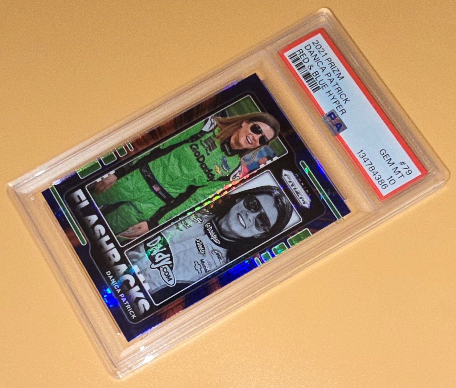 Danica Patrick PSA 10 Low Pop 1 Red Blue Hyper Prizm Parallel 2022 Prizm Racing view 4