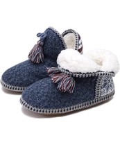Knit Cotton Bootie Slippers for Women Cozy Cute Winter House Slippers Lightwe...