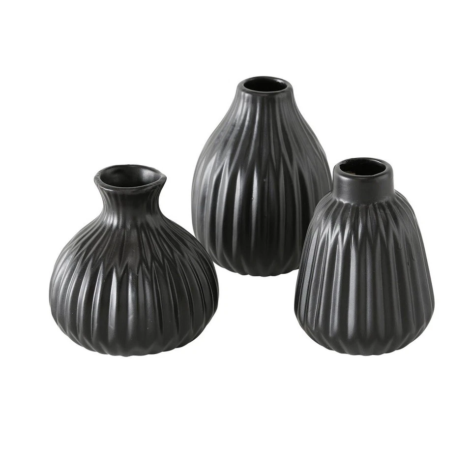 Vase Esko Porzellan matt schwarz H 12 cm  3er Set - Bild 1 von 1