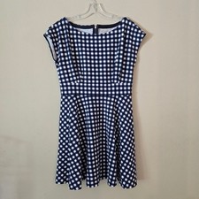 Kate Spade New York Navy White Gingham Fit Flare Dress Size XL Sleeveless