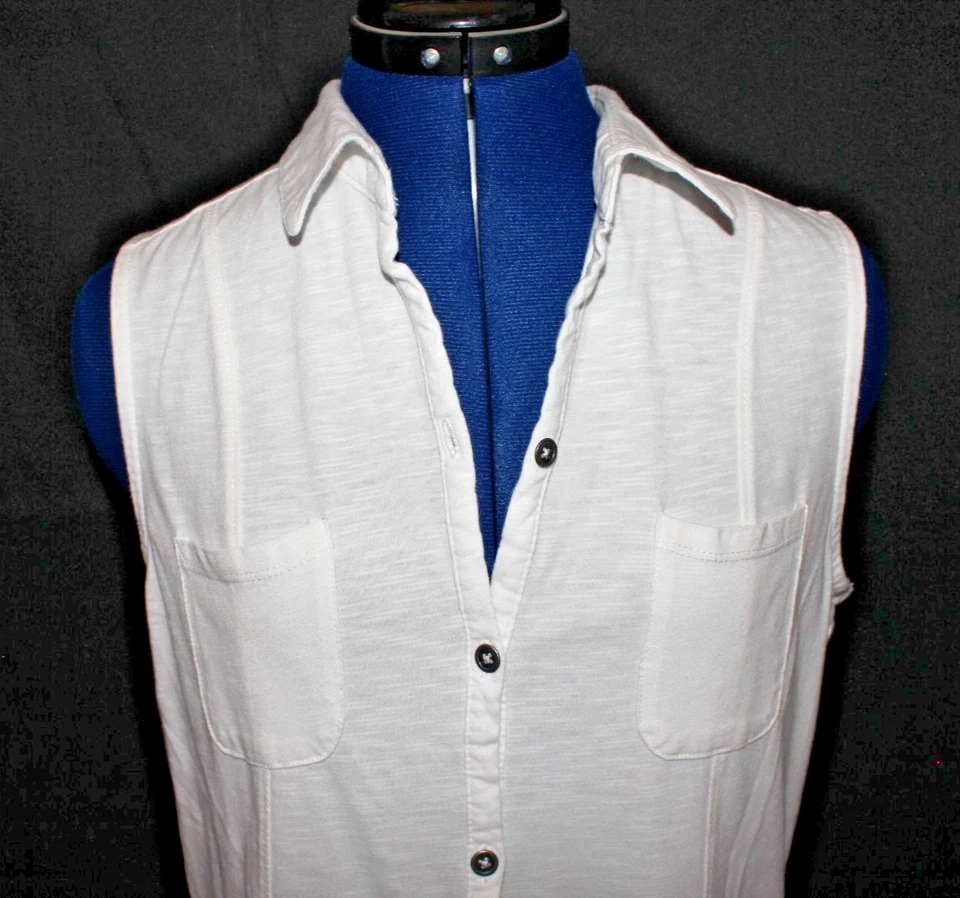 Top para mujer Great Northwest Indigo talla L blanco sin mangas con botones Foto 3 de 4