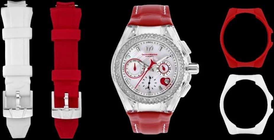 Женские часы TechnoMarine Cruise 40 мм красные/белые со сменным ремешком - Изображение 3 из 4