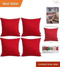 4-Pack 100 Cotton Comfortable Solid Decorative Throw Pillow Case Square Cush...