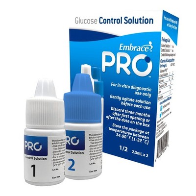 Embrace PRO Blood Glucose Control Solution Level 1 Level 2 For PRO Glucose Meter