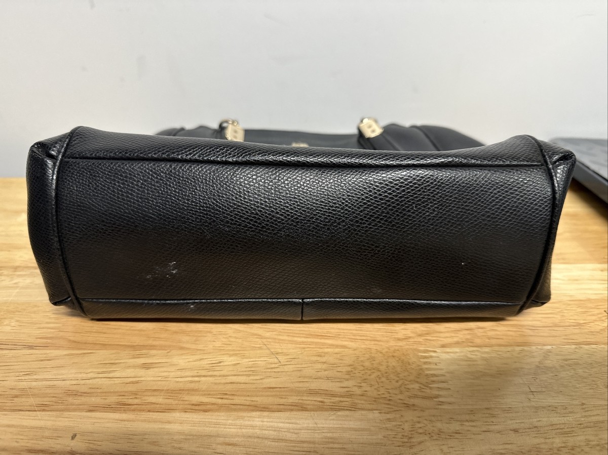 Coach Minetta Crossgrain Leather Black Satchel Crossbody Bag Coach Minetta Crossgrain Leather Black Satchel Crossbody Bag