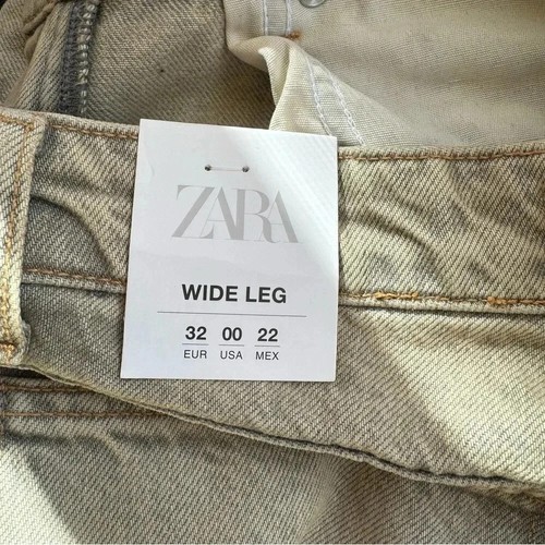 Neu mit Etikett Zara Full Length TRF Mid Rise Wide Leg Jeans 25 Denim hellgrau 6688-029 - Bild 11 von 13