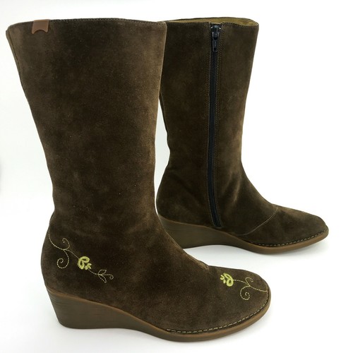 Camper Womens Brown Suede Floral 