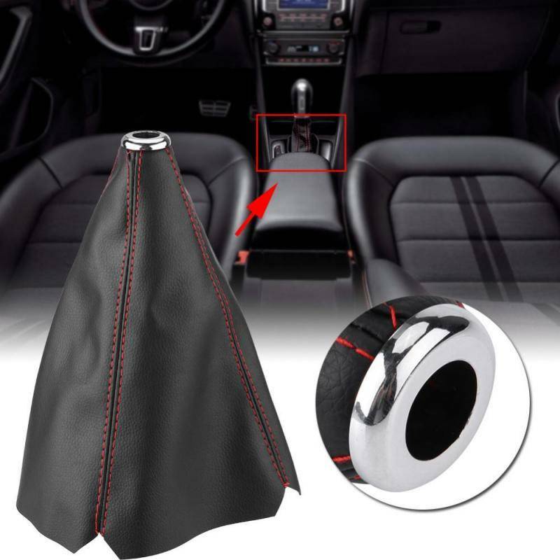 Black PU Leather Car Gear Shift Stick Gaiter Boot Dust Proof Car Cover
