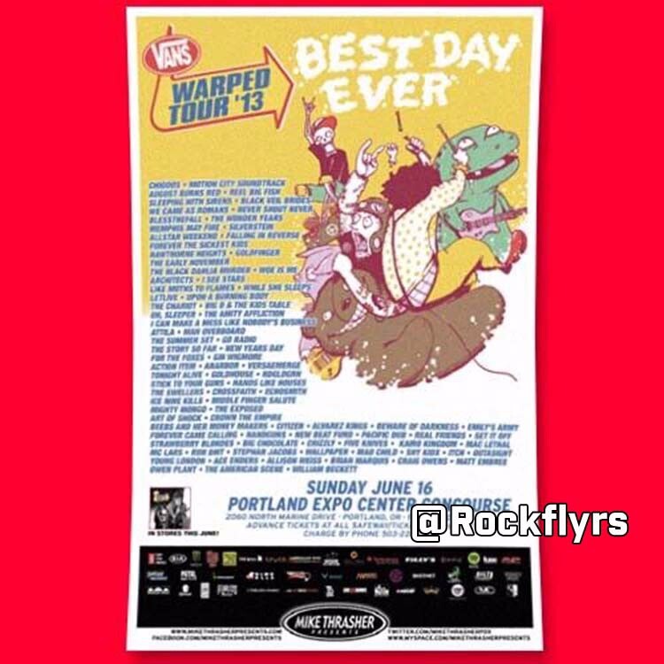 VANS WARPED TOUR 2013 Concert Promo 11x17 Street Poster. Portland Oregon.