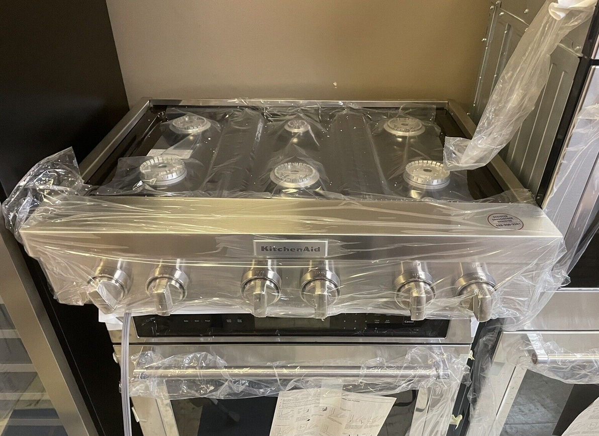 NIB KitchenAid KCGC506JSS 36" CommercialStyle Gas Rangetop with 6