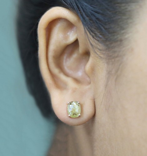 2.75 Ct Oval Cut Yellow Color Diamond Earring 14K Rose Gold Engagement Earring - Picture 2 of 10