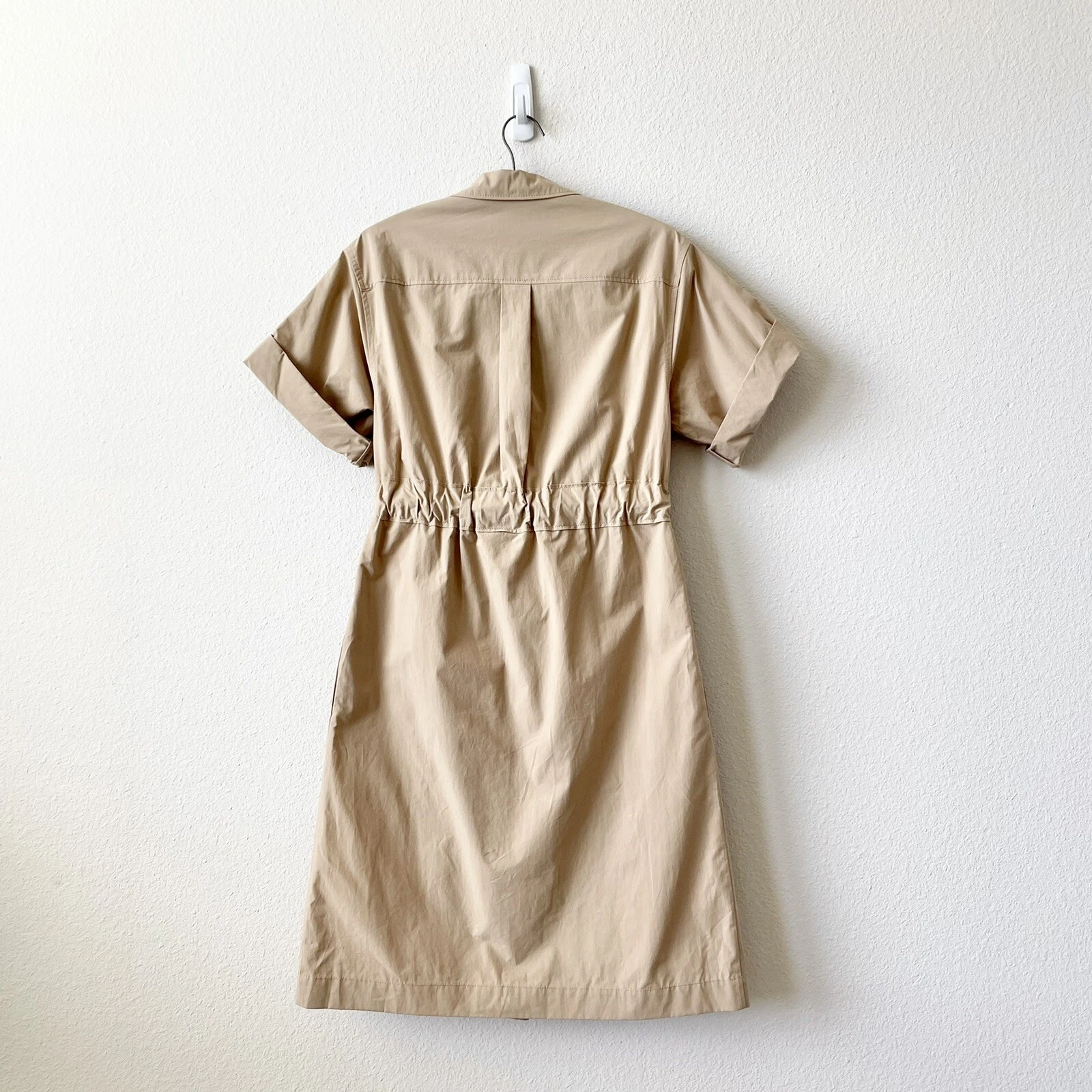 Abito camicia Coach cotone cravatta vita nuovo senza etichette è kaki taglia 2 $495