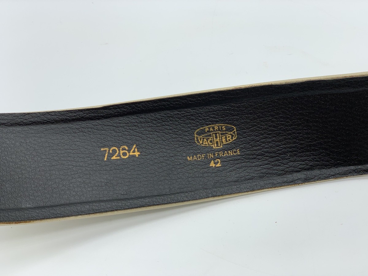 Vacher Cream Leather Green Suede Western Belt Luxury RODEO belt | Golden & Embossed Calf | SILVER OSTRICH main image 2