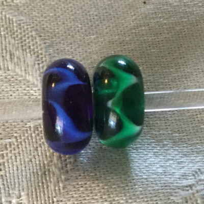 AUTHENTIC TROLLBEADS  Purple and Green Wave Set/Lot New
