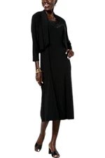 Antthony Women's 2-pc Crocheted Accent Midi Dress & Shrug Set Black