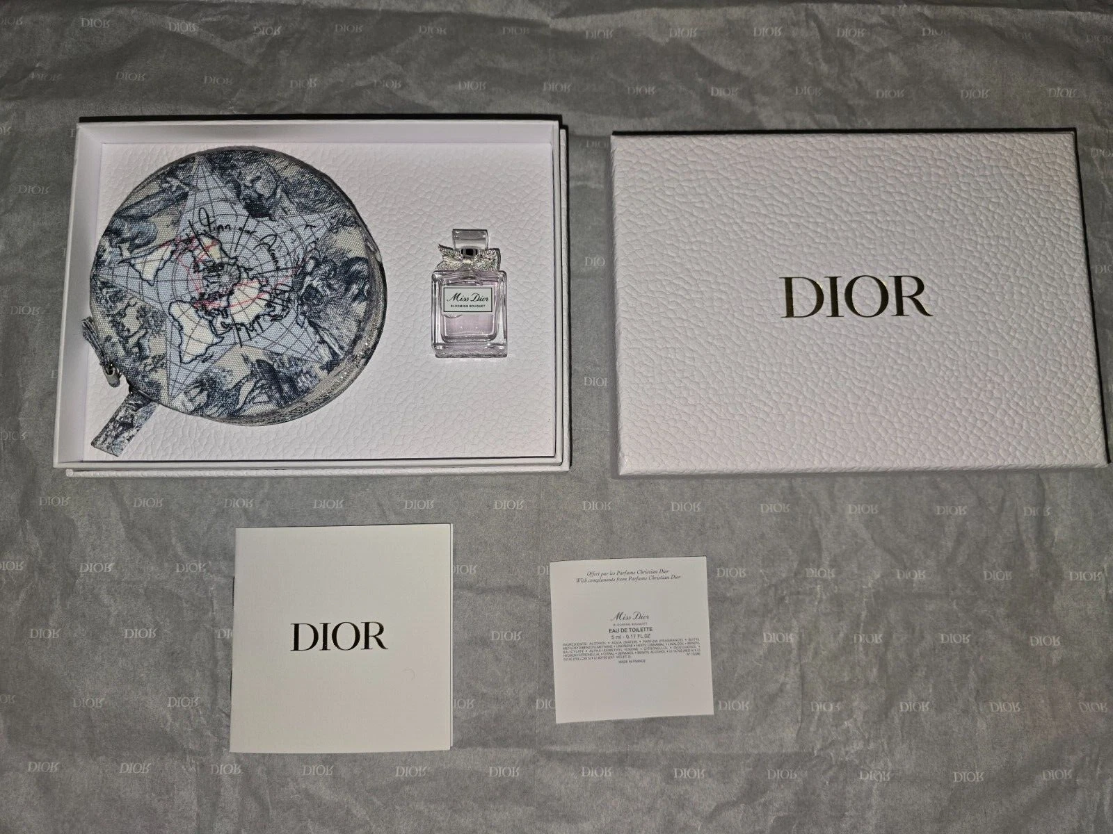 Lot de 5 ml étui à bijoux Dior et bouquet à fleurs Miss Dior