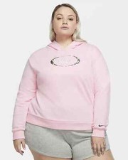 Nike Women Crop Fleece Pullover Sweatshirt Hoodie - CZ3378 - Pink 654 - Size 1X