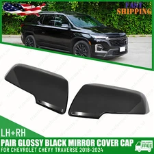1 Pair Mirror Cover Cap Glossy Black for Chevrolet Chevy Traverse 2018-2024