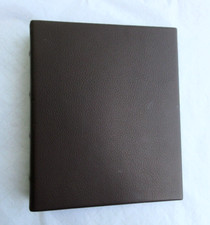 Photo Album 8x9" Leather Cover 4 Ring Binder 72 Clear Pockets Dark BROWN