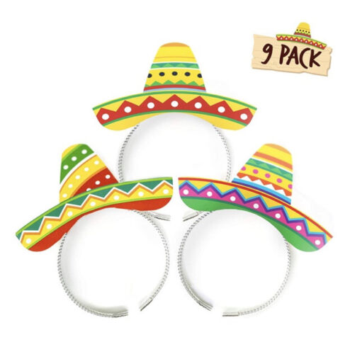Cinco De Mayo Sombrero Party Hat Headbands Festive Favors Props Decor, 9 Pack