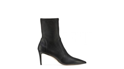 $650 Stuart Weitzman AUDREY 75 Ankle Bootie BLACK SOCK LEATHER HEEL 5.5 (PA41)