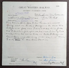 1947 GWR Acocks Green & South Yardley Station Birmingham Accident Report