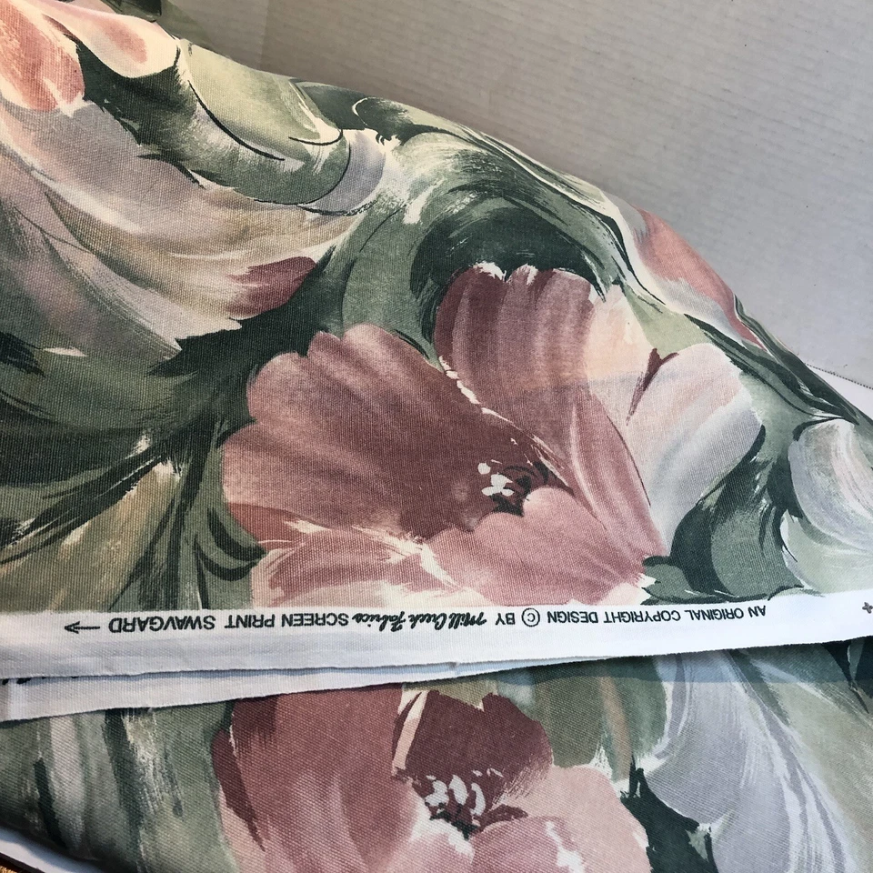 16 Yds Green Pink Tan Floral Abstract 54" wide Mill Creek Fabrics Drapery Cotton - Image 4 of 4