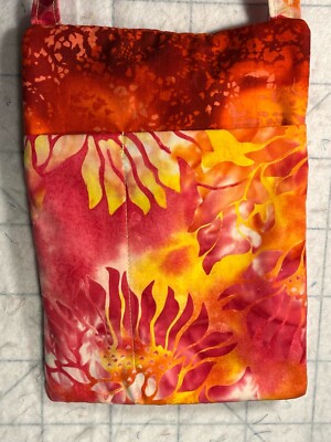 Handmade Quilted CrossbodyBag/Purse 3 pocket cell phone purse 100% cotton