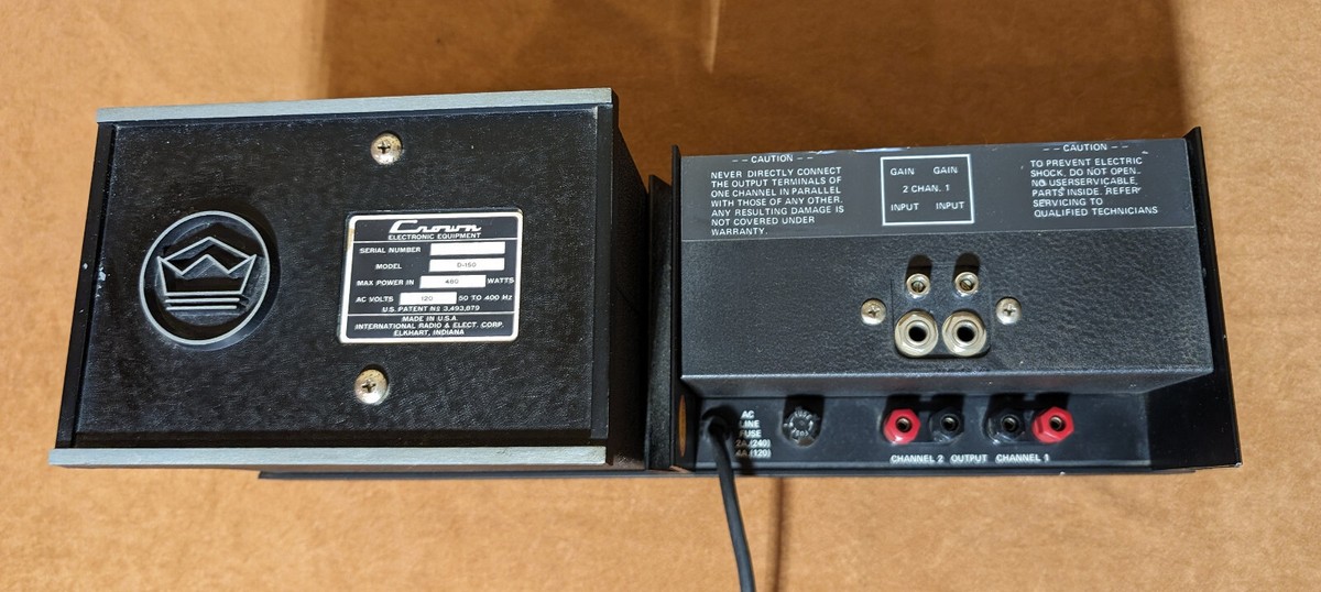 Crown D-150 Vintage 1970s 70W Dual Channel Power Amplifier