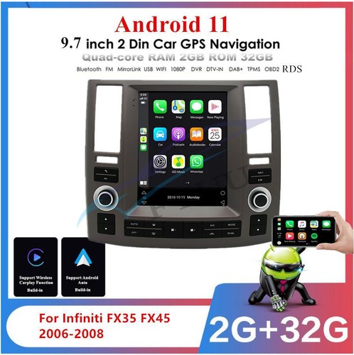 9.7" Android 11 Car Stereo Radio GPS 2+32G For 06-08 Infiniti FX35 FX45 Carplay - Picture 2 of 12