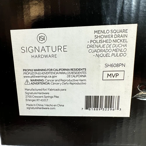 Signature Hardware  SH608PN Menlo Square Shower Drain Polished Nickle  NEW - Picture 3 of 9