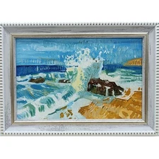 Seascape oil painting Original Art Impressionism painting 6x4 mini Art